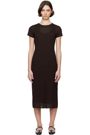 Brown Rozzi Double Layer Tee Midi Dress