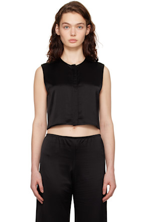 Black Barb Crewneck Vest