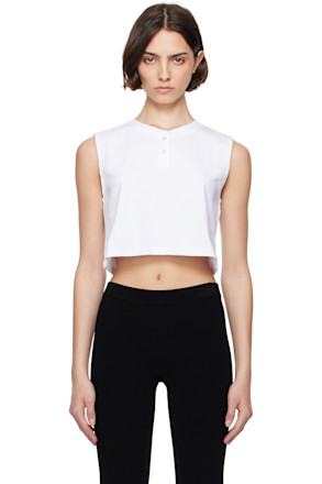 White Margo Sleeveless Henley