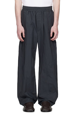 Gray Resinated Cotton Trousers