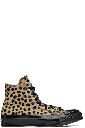 Tan & Black Chuck 70 Pony Hair Sneakers