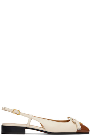 Off-White & Brown Valet Du Roi Slingback Ballerina Flats