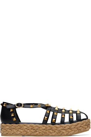 Black Rockstud Cork Sandals