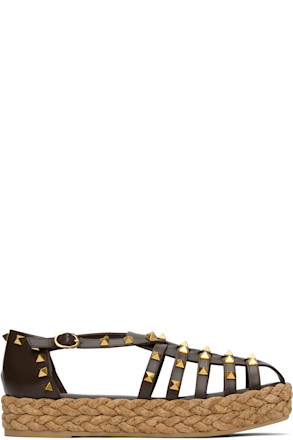 Brown Rockstud Cork Sandals