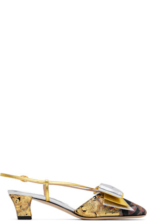 Silver & Gold Bowow Slingback Heels