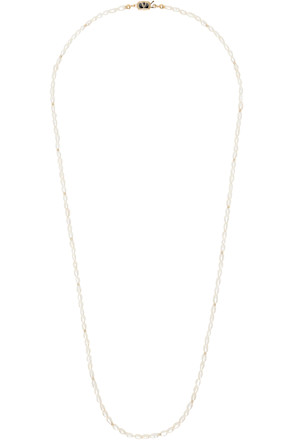 White & Gold VLogo Pearl Necklace