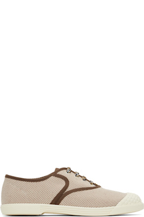 Off-White & Brown 'Bay By Bay' Canvas Sneakers