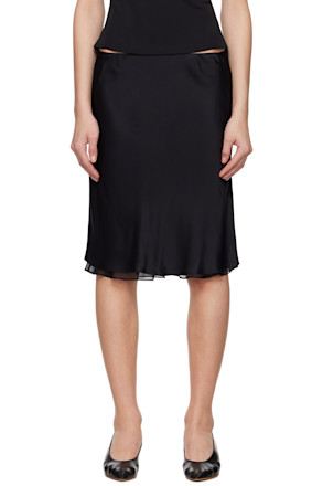 Black Nola Layered Midi Skirt