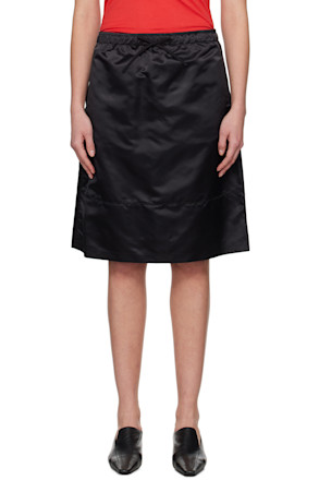 Black Nylon Midi Skirt