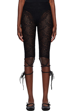 Black Lace Ribbon Leggings