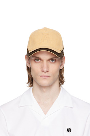 Beige & Black Canvas 'A' Patch Cap