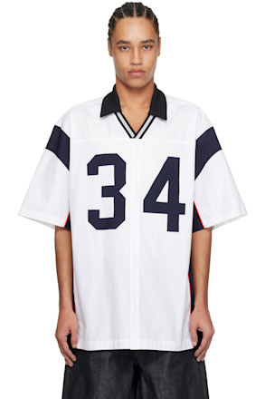 White & Navy Sports Designed Shirt