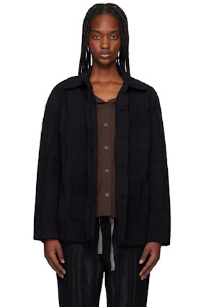 Black Coverall Ripstop Cut Jacquard Jacket