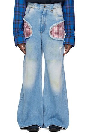 SSENSE Exclusive Blue Openwork Jeans
