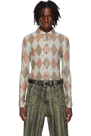 Gray & Brown Harry Print Fitted Shirt