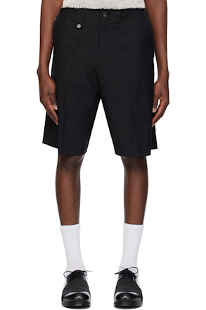 Black Raw Edges Tailoring Shorts