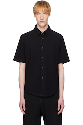Black S/S Piqué Button Down Shirt