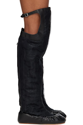 Black Sheer Ballerina Tall Boots