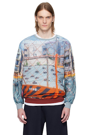 Blue Holiday Fence Long Sweatshirt