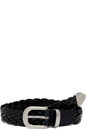 Black Braided Leather Belt