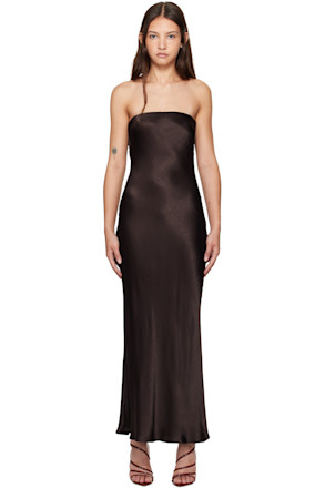Brown Moon Dance Strapless Maxi Dress
