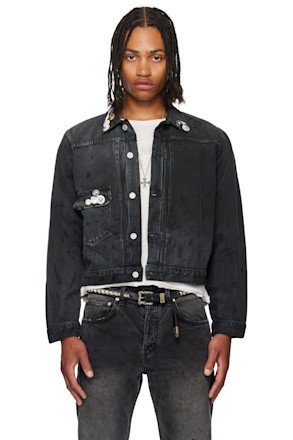 Black Type VII Pin Assemblage Denim Jacket