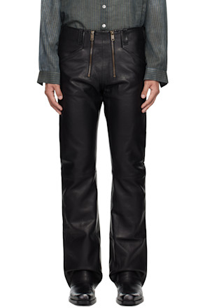 Black German Engineering Leather Pants