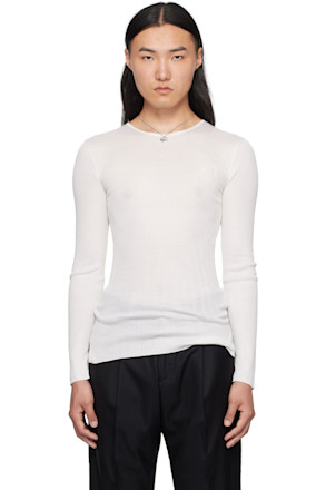 White Fitted Thermal Sweater