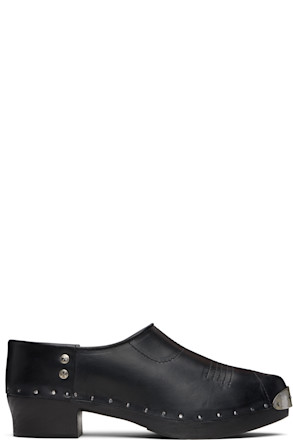 Black Calfskin Clogs