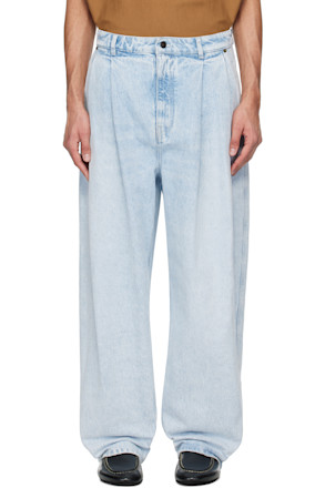 Blue Pleated Jeans