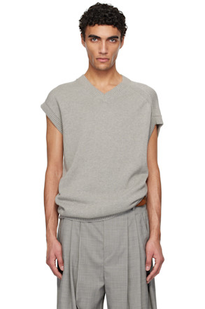 Gray V Neck Vest