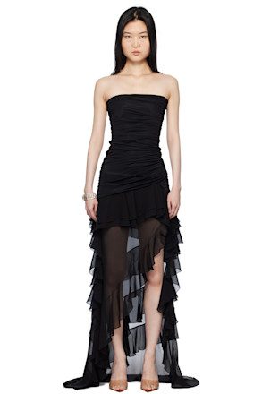 Black Jersey Bustier Maxi Dress