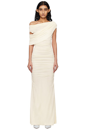 Off-White One-Shoulder Maxi Dress