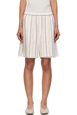 White Striped Bermuda With Lace Shorts