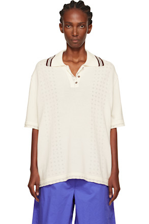 White Organic Cotton Pointelle Polo