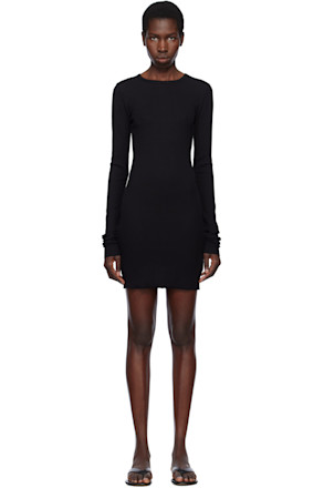 Black Long Sleeve Crewneck Minidress