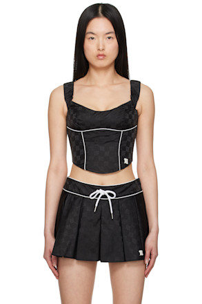 Black Monogram Nylon Corset Top