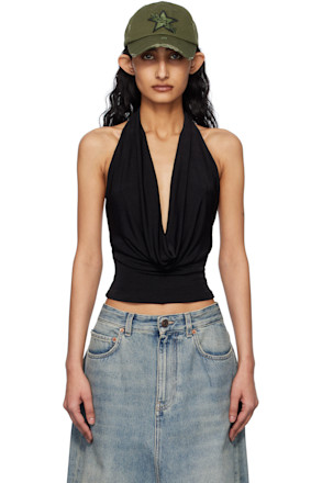 Black Cowl Neck Top