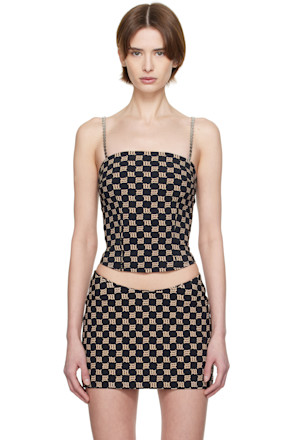 Black Monogram Spaghetti Top