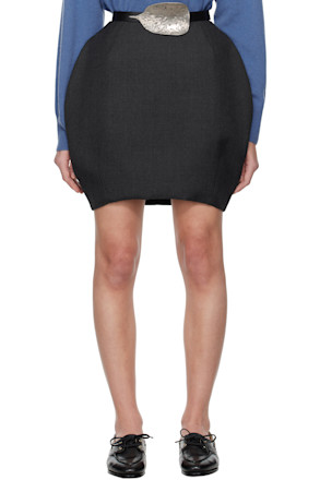 Gray Mix Wool Miniskirt