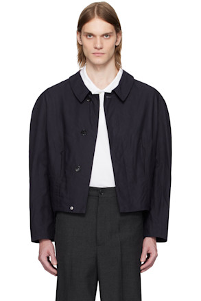 Navy Taffeta Bomber Jacket