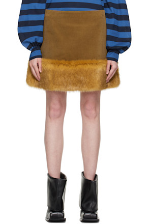 Brown & Orange Fox Miniskirt