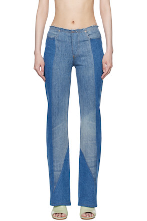 Blue Reconstituted Boot Cut Jeans