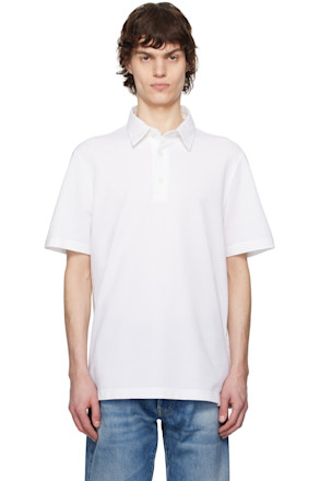 White Cotton Piqué Polo