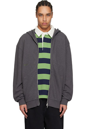 Gray Waffle Zip Hoodie