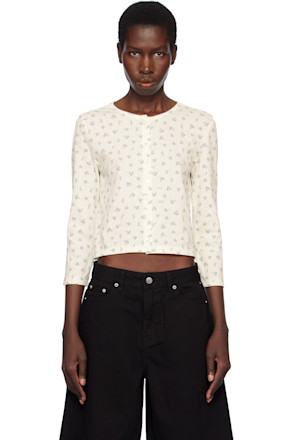 Off-White Pointelle Crewneck Cardigan