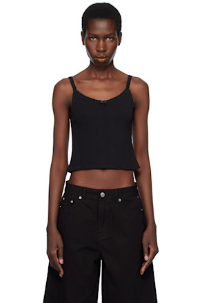 Black Pointelle Sleeveless Camisole