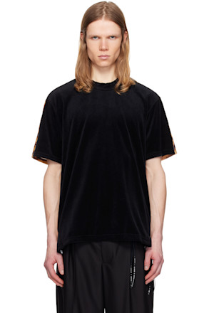 Black Regular Fit Switched Animal Velour T-shirt
