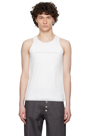 White 'Shadowbanned' Vest Tank Top