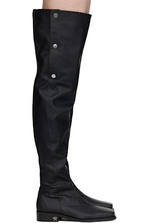 Black Adem Overknee Snap Buttons Tall Boots